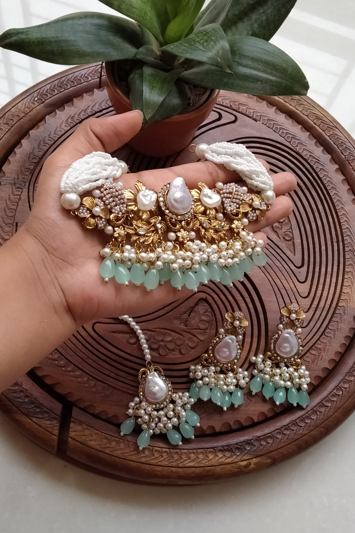 Turkish mother pearl choker set