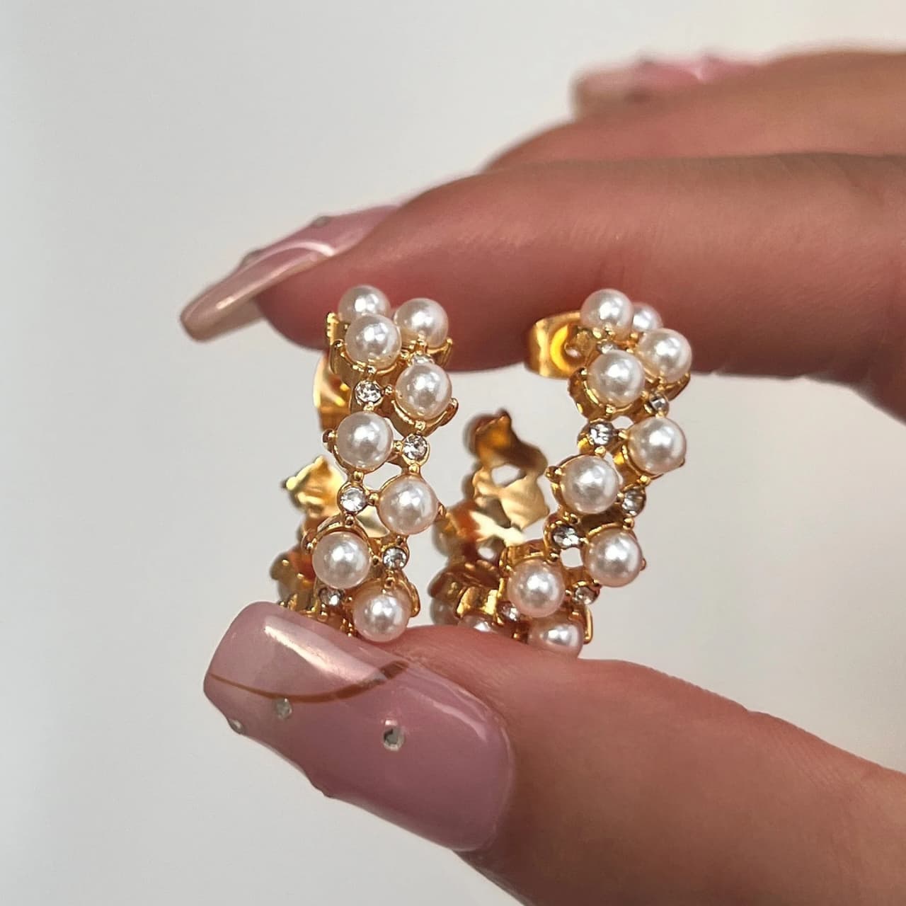 Pearls ring earring