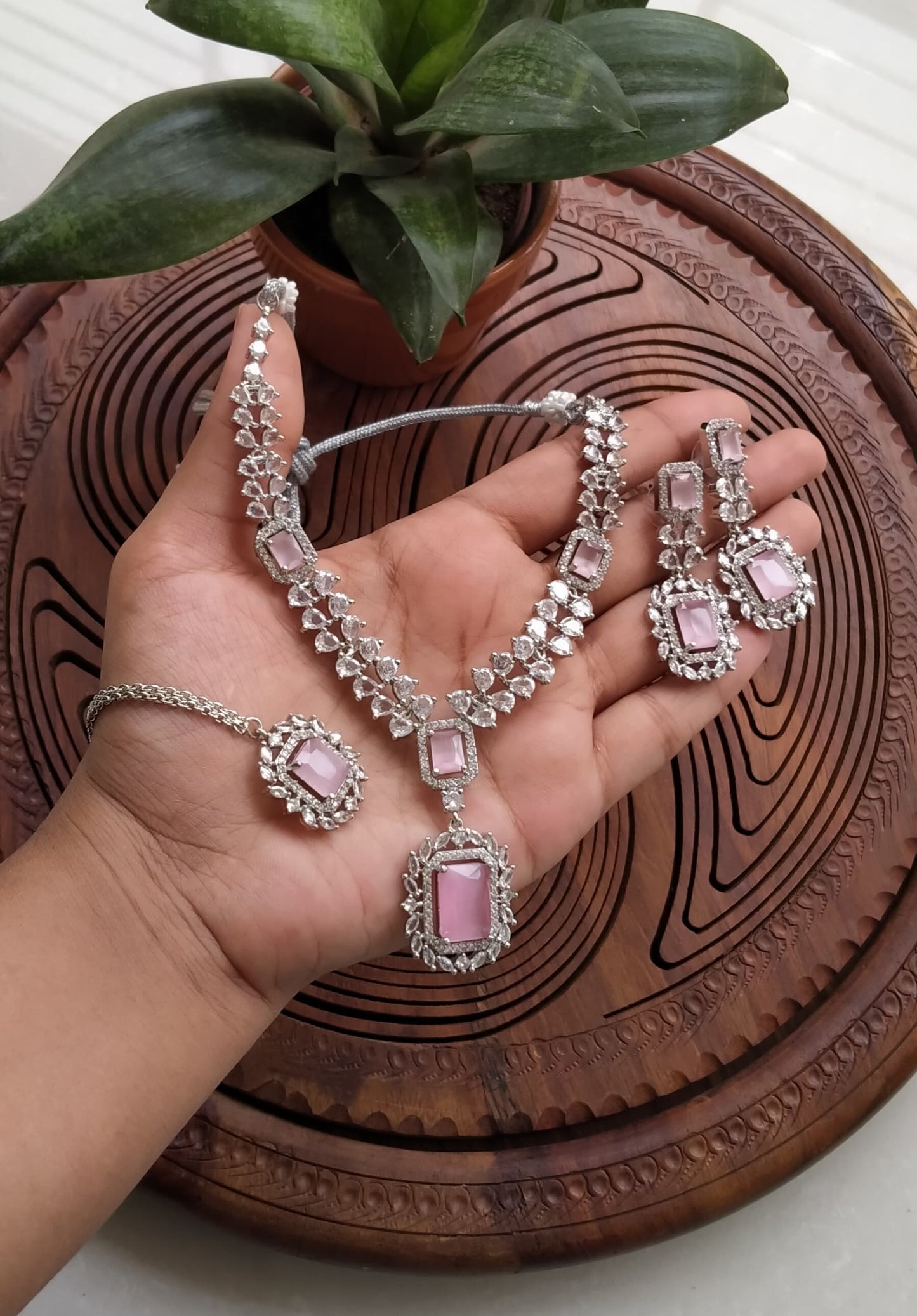 American diamond zircon necklace set