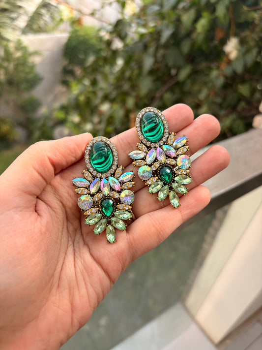Emerald Aurora Statement Earrings