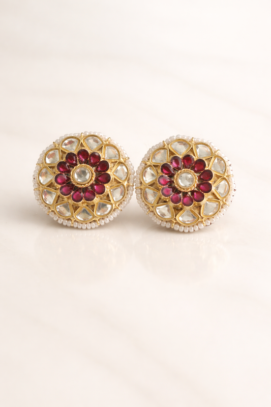 RUBY BLOOM KUNDAN STUDS