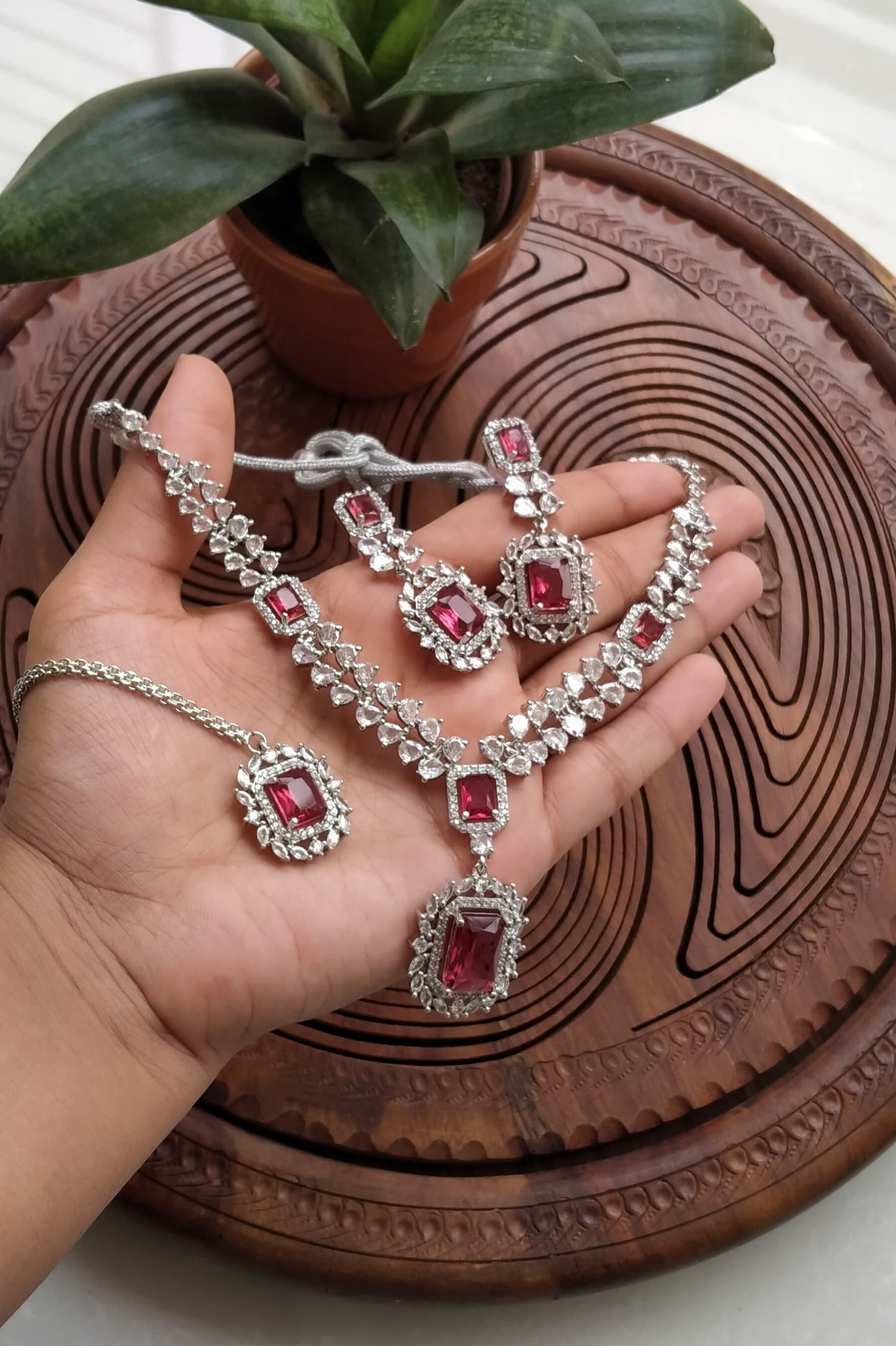 American diamond zircon necklace set