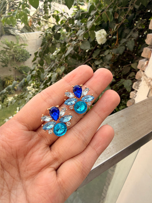 Sapphire Bloom Crystal Earring