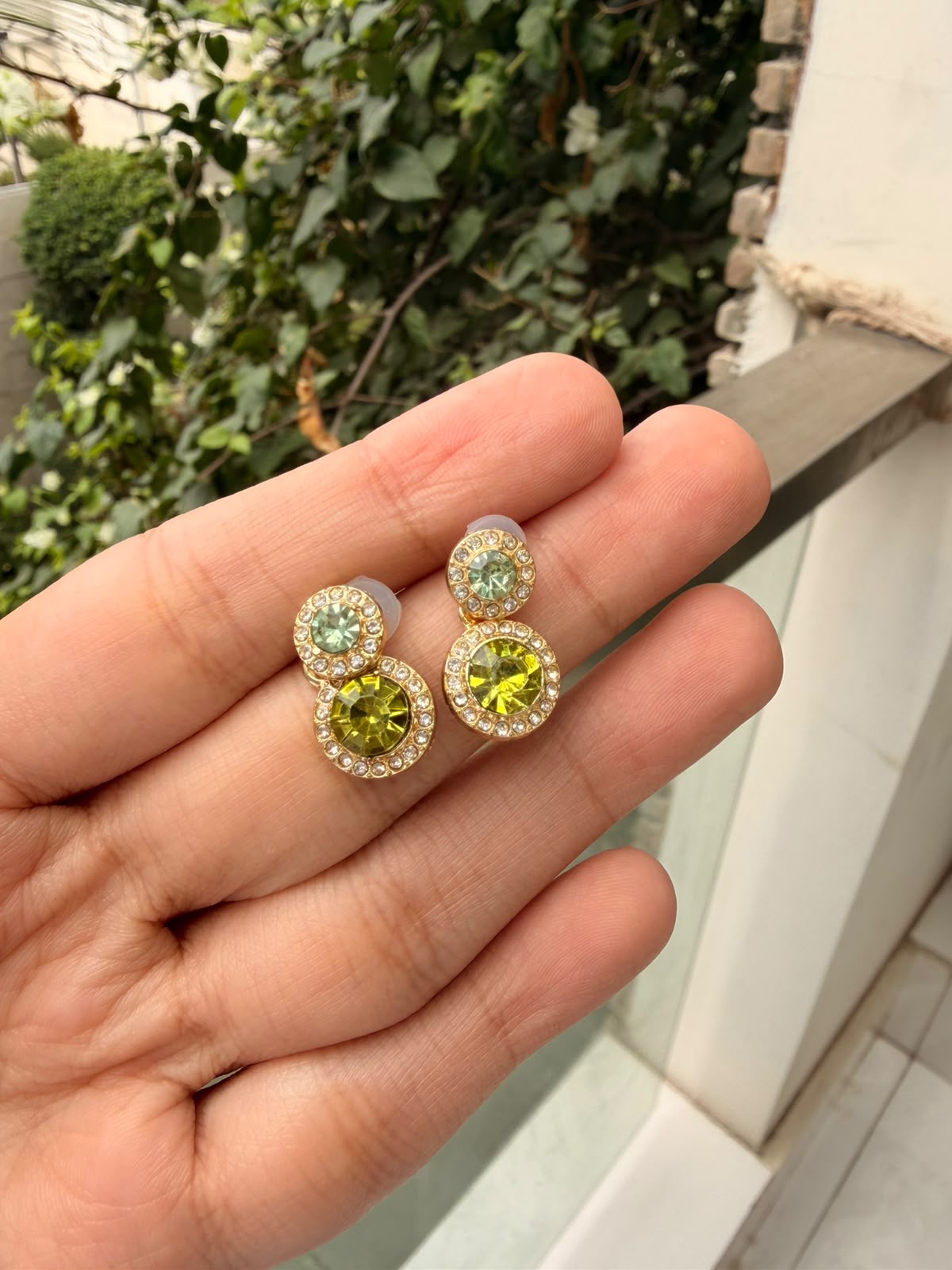 Lime Halo Drop Studs