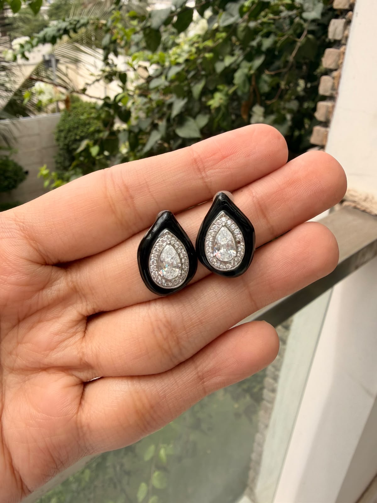 Noir Teardrop Studs