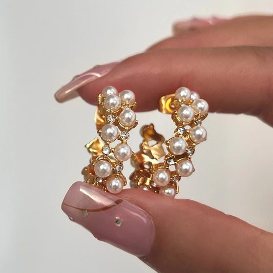 Pearls ring earring