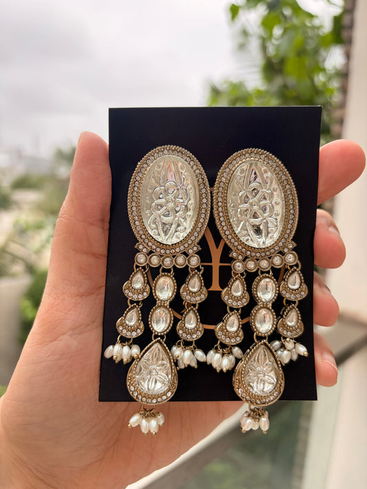 Ivory Pearl Statement Chandelier Earrings