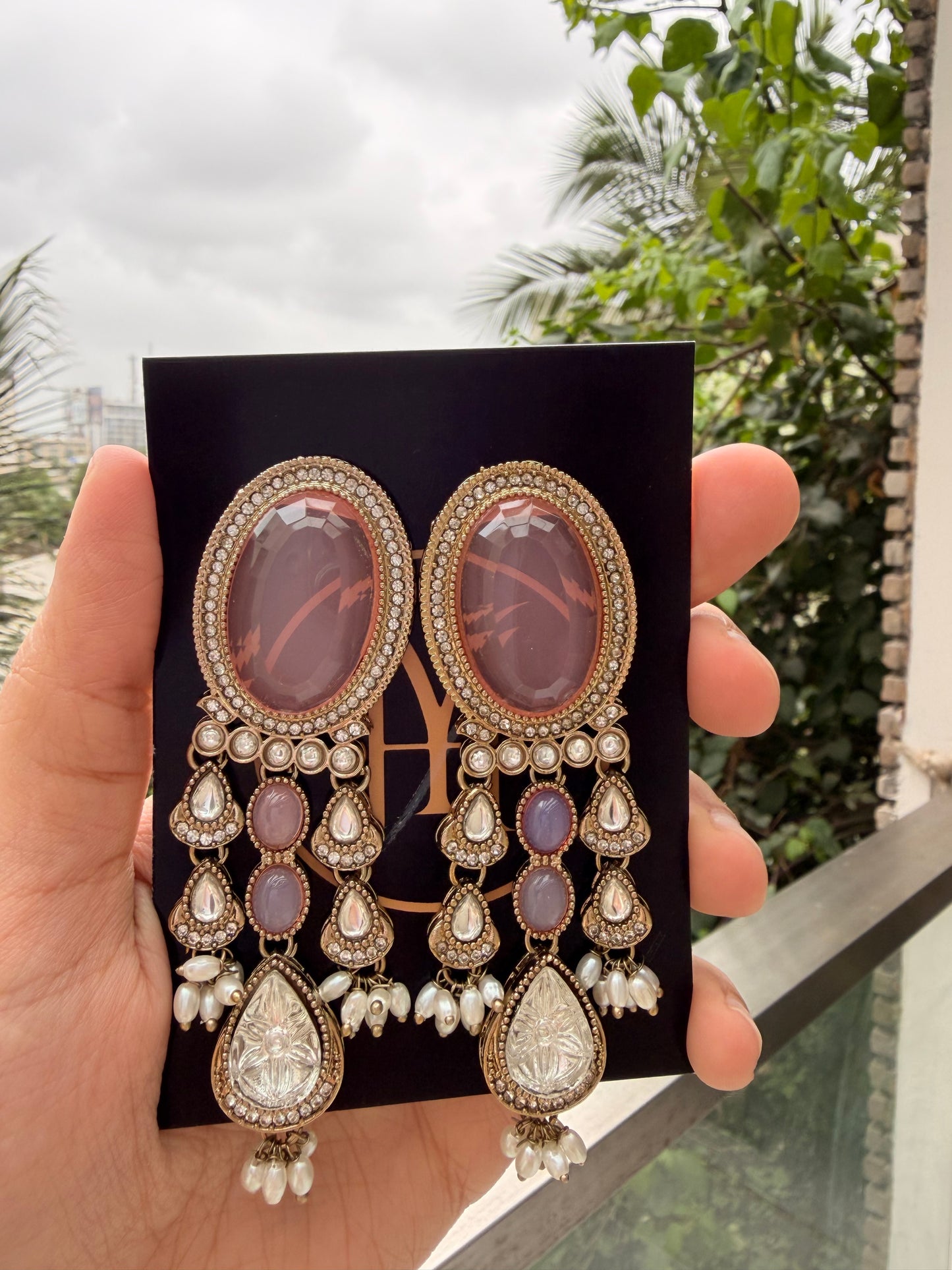 Pink Statement Chandelier Earrings
